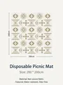 Sand beige geometric disposable picnic mat 200x200cm with 4 stakes for 6-8 persons - Warm Sand (200x200cm) with 4 Ground Stakes