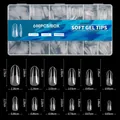 Size chart showing exact length and width measurements for frosted ballet fake nail tips - Style 08