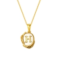 Lava shell necklace with gold plated stainless steel and 3D capital letter H charm - Letter H