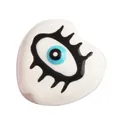 Handmade Evil Eye ceramic bead with blue pupil and black lashes for pearl bracelets - White/Eyeball Shape (M654238D1-White)