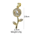 18k gold rose pendant necklace with white stone and crystals, height 2.8cm weight 1.9g - D9019JB Flower