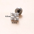 Orecchino a perno a croce in acciaio inox 16G argento con zirconi e misura 0,5 cm - Croce / Argento 7#