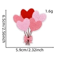 Macro detail of heart balloon embroidery patch with precise size measurements - Style 24 (Red Pink Balloon)