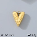Ciondolo cuore 3D dorato 15x11mm in acciaio inossidabile martellato per gioielli - Stile 3 Martellato (KLJ9183-Z)