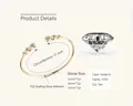 925 silver moissanite open bangle with gold finish and three-tier clustered stones - 1.8 Carat / Gold