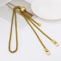 Adjustable gold wheat chain strap with quilted metal slider and lobster clasps - Gilded Adjustable Lantern Chain