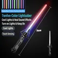 75cm RGB LED lightsaber with black hilt and 12-color changing glowing blade - Transparent Twelve Colors Single Sword With Sound