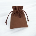Dark brown velvet drawstring pouch for jewelry storage with soft texture finish - 7*9cm / Brown