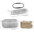 Striped oval silicone mold for resin storage boxes and aromatherapy candle holders - Base and Lid Set / Oval Striped Storage Box (Base+Lid)