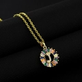 Gold pendant necklace with rainbow zircon gems and pavé crystal initial letter J - Gold Plated Rainbow Zirconia Letter J