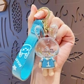 Blue acrylic cartoon rabbit keychain with liquid glitter oil and star sequins - Liquid Player No.1 Pendant - Blue