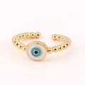 Goldener Perlenring mit blauem Auge des Teufels und verstellbarer offener Ringschiene - Einstellbar Offen / Perlenband Blauer Böser Blick (Stil 2)
