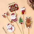 10-piece Christmas cake toppers set with Santa, reindeer and snowman decorations - 10 Sets / Santa with Apple Basket Topper Kit