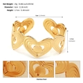 Gold hollow heart open bangle in stainless steel with elegant geometric cutout design - Layered Hollow Heart Style (BS-J5654G)