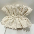 Coletero blanco con bordado floral 3D y encaje de cuatro capas para el cabello - Albaricoque
