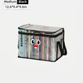 Transparent PVC book storage bag in black with sturdy nylon handles for organization - Medium / Black Smiley Face