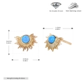 Detailed view of S925 silver sun-shaped opal earrings with precise size measurements - 925 Silver / 925 Silver Gold Plated - Blue