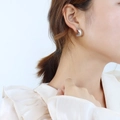 Modern silver C-shaped cross design earrings for women in a polished metallic finish - Cross Earrings Pair / Silver