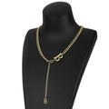 Golden B-letter pendant necklace with classic Cuban link chain for a sleek feminine look - Gold (KN197167-KLX)