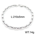 Pulsera de eslabones ovalados de acero plateado, 5mm de ancho, 210mm largo y 14g - Pulsera / Color Acero (KB163120-KFC)