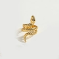 Anello a serpente regolabile placcato oro 14K con zirconi, stile minimalista - Anello a Forma di Serpente