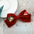 Barrette à cheveux nœud de Noël en velours rouge avec clochettes dorées et mini bonnet - 2# Pince à Cheveux de Noël - Cloche en Velours Bonnet de Noël