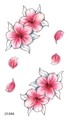 Adesivo per tatuaggio con fiori di ciliegio rosa e petali in stile dipinto a mano LY-044 - Stile Floreale Dipinto a Mano Estetico (LY044)