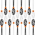 Detail view of handmade adjustable woven mesh necklace cords with wood beads in black and white - Mesh Size 3-5cm / Black