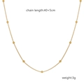 Détail du collier à billes en acier inoxydable plaqué or 18K, longueur 40+5cm - Chaîne Gourmette à Perles 0.4 Or (C-004)