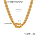 Golden double-layered titanium steel snake chain necklace with central knot detail - 38+5cm / Gold Necklace