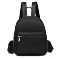 Zaino minimalista in nylon nero da donna con cerniere argentate e grande capacità - Nero