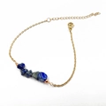 Pulsera minimalista de cadena dorada con cinco piedras de lapislázuli azul naturales - Lapislázuli