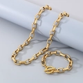 Conjunto de collar y pulsera dorados de cadena minimalista con cierre de barra en T - Pulsera con Cierre OT (21cm) / Dorado