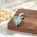 Pendiente de corazón de circón degradado con cierre plano plateado en madera - Azul y Verde (A1114-4#)