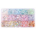 Paillettes colorées en forme de cœur et d'étoile dans une boîte de rangement - Boîte 43