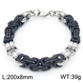 Bracciale bizantino da uomo 8mm bicolore argento e nero, lunghezza di 200mm - Bicolore Nero (KB186464-Z)