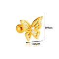 Golden butterfly stud earring with clear zircon inlay and screw ball back, size 1x0.9cm - 2# Gold Rhinestone Hollow Butterfly Style
