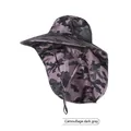 Outdoor Sonnenhut in Dunkelgrau Camouflage mit Nackenschutz und atmungsaktivem Netzgewebe - Einheitsgröße / Camouflage Dunkelgrau