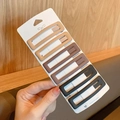 Set of 6 matte rectangular hair clips in earth tones displayed on a card holder - 4# Black & Coffee Square Set - 6Pcs