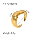 Minimalist 18k gold plated stainless steel wave ring with organic wavy shape - Irregular Wave Arc (NB-R2023032)