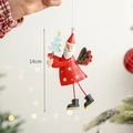 Red Nordic iron Christmas angel ornament with wings and tree hanging decor, 14cm height - Santa With Wings