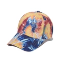 Tie-dye baseball cap in vibrant yellow and orange tones with blue splatter effect - Adjustable / Yellow Orange Blue Art Splash (1)