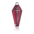Pendentif cercueil gothique rouge avec bord argenté et croix pour bijoux Halloween DIY - Croix Rouge Argentée