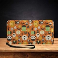 Orange Halloween PU-Leder Geldbörse mit Cartoon-Monstern, Reißverschluss und Handschlaufe - Orange Halloween Monster