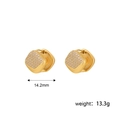 18K gold plated stainless steel hoop earrings featuring micro-pave white zircon stones - Square Cube (STE2444-GO)