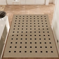French style beige PVC floor mat with black square patterns on light wood floor - Shanghai Flower Hall - Pineapple Ring - Vertical Laying / 80x120cm (pu Leather)