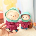 Labubu doll accessory featuring a green bandana and red patterned outfit - Green Country Girl Set / First And Second Generation Keychains Are Compatible With La Cloth Dolls. Dolls Not Included.