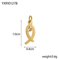 Detailed size view of a 18K gold-plated fish pendant with clear zircon eye and dimensions - Gold Fish (YXPJ0127B)