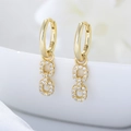 Elegant 925 sterling silver geometric hoop earrings with interlocking gold cubic zirconia - Double Interlocking Style / Gold (KE3897D)