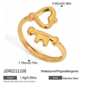 Détail d'une bague coeur et clé en acier inoxydable plaqué or 18 carats - Style Château Cœur Découpé (JDR0211108)